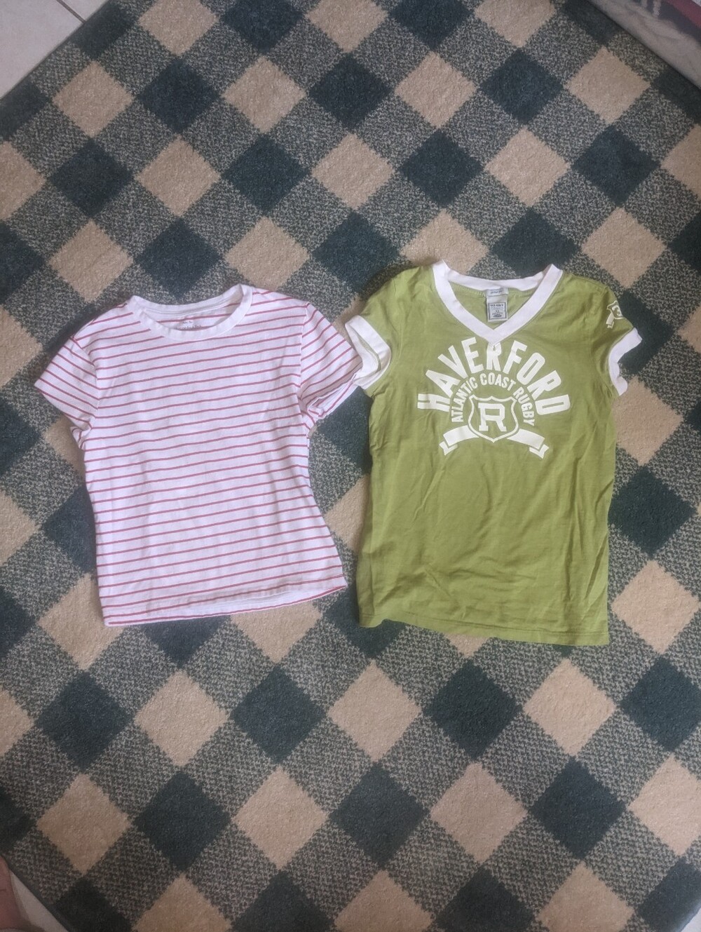 Abercrombie & Fitch Striped Baby Tee And Old Navy 100% Cotton Rugby Tee Size XS